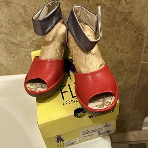 Fly London metallic red/pewter sandal